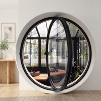 Fenêtre panoramique ronde DEMEA en aluminium sur mesure, à axe central, coupe-vent, avec vitrage artistique pour grenier