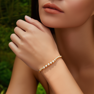 Pulsera de Perlas de Acero Inoxidable 316L con Baño de Oro PVD, Joyería Sostenible y Resistente para Mujer - Product Image 3