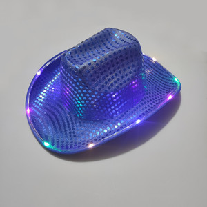 Cappello da Cowboy Rosa con Paillettes, Cappello <span class=keywords><strong>LED</strong></span> per Feste <span class=keywords><strong>Disco</strong></span>, Cappello da Cowboy Luminoso per Halloween e Natale - Product Image 5