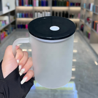 Nouveauté : Mug en verre à sublimation de 15 oz et 17 oz, transparent ou givré, pour café, lait, avec couvercles et poignée colorés