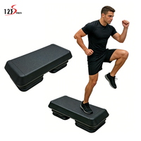 Plataforma de Step Aeróbico Ajustable en Altura, Antideslizante y Duradera de 123Sports con 2 Elevadores