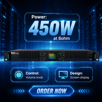Amplificateur de puissance 4 canaux Nuoxun PT4450T 1U 450W 8 Ohm Classe D avec connectivité XLR, réponse en fréquence 20Hz-20KHz
