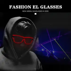 Party Gift Led Neon Glowing Light El Wire Glasses Light Led Sun Glasses Red For Night Club For Women Fashion Sunglasses Unisex