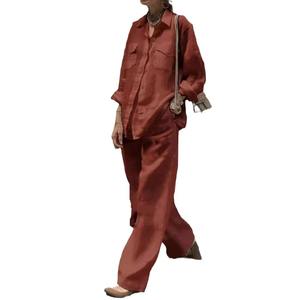 New Women's Long Sleeve Shirt Loose <b>Pants</b> Cotton 2 Piece Set Set Fashion - Product Image 4