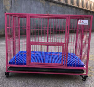 Cage pour chien de luxe Baiyou rose avec plateau en plastique à bouton-pression, roues en fer épaissies, installation facile, anti-évasion, boîte solide - Product Image 6