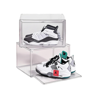 Stackable Clear Sneaker Storage Organizer Magnetic Shoe Display Case Acrylic <b>Box</b> for Shoes - Product Image 3