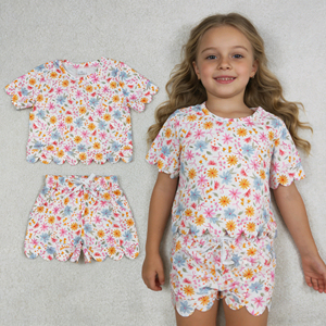 Conjuntos de Ropa para Hermanas con Estampado Floral Casual de RTS Boutique, Estilos con Bordes Festoneados, Transpirables, Nuevos Diseños para Primavera y Otoño - Product Image 2