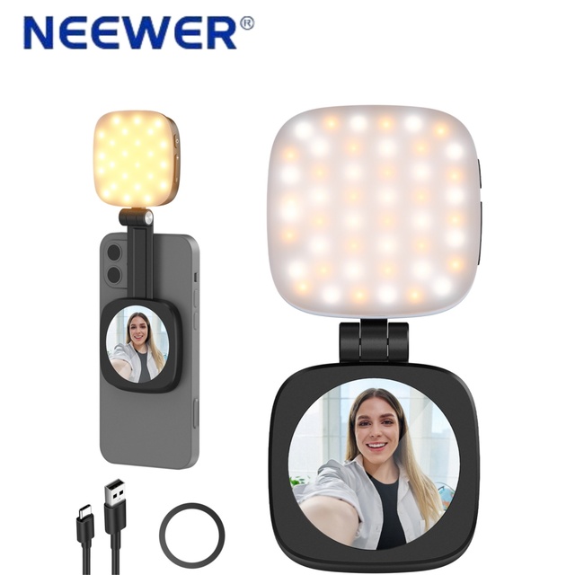 Magnetic Phone Selfie Light Clip on Portable Adjustable Pocket Selfie Fill Light Mirror for Phone Live Streaming Makeup Lighting