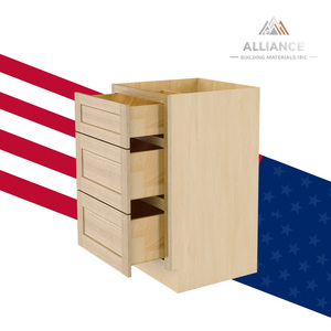 DB12-DB36 Sélection Premium Armoire de base à 3 tiroirs USA Fourniture d'entrepôt local Armoires de cuisine en chêne blanc RTA pour entrepreneurs - Product Image 1