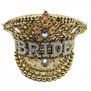 Manwu fabrikasının doğum günü partileri için özelleştirilmiş lüks pullu şapka Bachelorette festivali açık havada için Steampunk gelin şapka - Product Image 6