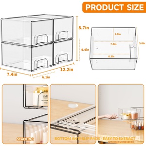 Boîte <span class=keywords><strong>de</strong></span> <span class=keywords><strong>rangement</strong></span> cosmétique en plastique pour coiffeuse, étagère pliable et empilable, tiroir transparent détachable à superposition - Product Image 2