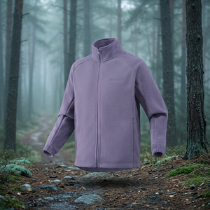 Custom Stand Collar Hooded Fleece Jacket Zipper <b>Thermal</b> Casual Outerwear Autumn Unisex Regular Fit Solid Color Front Logo - Product Image 3