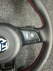 Para Volkswagen VW Polo MK <span class=keywords><strong>Golf</strong></span> 5 6 7 7,5 6R R Passat CC Gti Gte <span class=keywords><strong>volante</strong></span> de fondo plano de cuero completo - Product Image 3