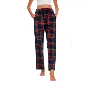 Custom Print Down Slaap 100% Katoenen Vrouwen Slaap Broek Plaid Groothandel Pyjama Broek Voor Vrouwen