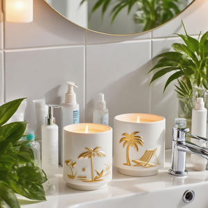 Оптовая продажа: роскошные керамические подсвечники для дома, белые, круглые, с ручной резьбой, современные, пустые емкости для свечей - Product Image 3