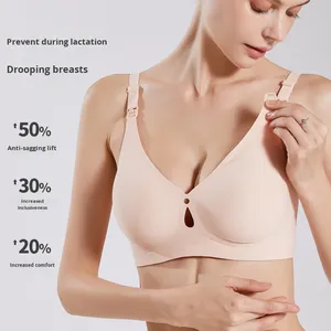 Sujetador de lactancia de maternidad con hebilla frontal de una pieza de gran tamaño, ropa íntima de embarazo de verano antiflacidez y delgada - Product Image 3