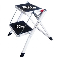 Échelle pliante en acier sécurisée avec poignée, 2 marches antidérapantes, capacité de charge de 150 kg, norme EN 131, design moderne pour escalier, camping-car, camping