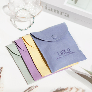 Custom logo Size Suede Velvet Microfiber <b>Envelope</b> Ring Earring Necklace Pendant Jewelry Pouch Bags With Snap for <b>Gift</b> Packaging - Product Image 4