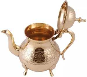 กาน้ำชาทองเหลืองโบราณทำด้วยมือสไตล์ดั้งเดิมสีโรสโกลด์สำหรับเสิร์ฟชาและกาแฟที่หลากหลาย - Product Image 4
