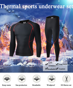 Ensemble de sous-vêtements thermiques de sport pour hommes, respirant, réversible, coupe-vent, en polaire, pour l'automne et l'<span class=keywords><strong>hiver</strong></span>, haut et pantalon de cyclisme, vêtements de sport - Product Image 6