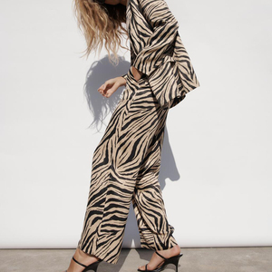 <span class=keywords><strong>Pantaloni</strong></span> Larghi da Donna alla Moda con Stampa Zebrata, Traspiranti, Casual, a Vita Media, Tendenza Estiva - Product Image 4