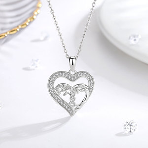 Collier pendentif en argent Sterling 925, pendentif famille, cœur en zircon cubique, <span class=keywords><strong>arbre</strong></span> de vie, bijoux - Product Image 2