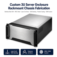 Boîtier de serveur 3U en tôle sur mesure avec bordure en acier inoxydable brossé et aérations découpées au laser pour racks de données, directement de l'usine OEM