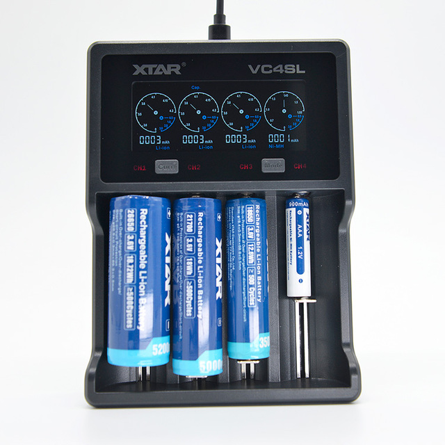 XTAR LCD Display VC4SL 4 Slot 14500 16340 18650 AAA AA Smart Battery Charger for Rechargeable a AA AAA SC C Batteries