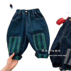 Pantalones <span class=keywords><strong>vaqueros</strong></span> de mezclilla de alta calidad <span class=keywords><strong>para</strong></span> bebé Unisex primavera nuevas mallas casuales <span class=keywords><strong>para</strong></span> niños diseño de rayas impresas ropa de bebé con estilo - Product Image 1
