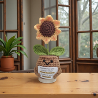 Poupée Tournesol Crocheté à la Main Article Décoratif Personnalisable Contenu Carte Tricoté Fleurs En Pot Objets Décoratifs Uniques