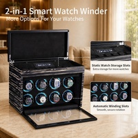 Boîte à montres MINEESI personnalisée, faite à la main, de luxe, écologique, en matériaux recyclés, 8+8 emplacements, grain de bois MDF, laque haute brillance, résistante à l'eau
