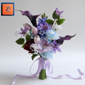 Nouveau design de bouquet de mariage cascade, fleur artificielle de mariée en orchidée <span class=keywords><strong>cymbidium</strong></span> et rose - Product Image 6