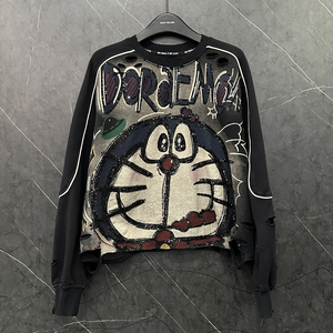 Sudadera con cuello de gato y <span class=keywords><strong>Robot</strong></span> de dibujos animados para mujer, diseño de agujero de industria pesada, de talla pequeña Sudadera con capucha, agujero de industria pesada - Product Image 6