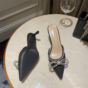 Sandali <span class=keywords><strong>con</strong></span> Tacco a Spillo da Donna, Sexy <span class=keywords><strong>con</strong></span> Strass e Glitter, Tacco Basso 6 Cm, Punta Chiusa, Comodi - Product Image 6