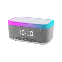 Pengisi Daya Nirkabel Cepat Multifungsi 15W Profesional Plastik Lampu Malam RGB Jam Alarm Digital Portabel untuk Pengisian Daya
