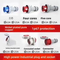 Connecteur industriel aéronautique étanche en laiton Hefeng personnalisé, fiche de câble 63A, 3 conducteurs, 4 broches, 5 prises droites dissimulées, IP67