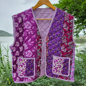 Veste matelassée en coton faite à la main, imprimé indien, style bohème pour femme, manteau d'hiver - Product Image 1