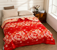 Couverture en gaze de coton jacquard écologique - Amour des fleurs rouge 200x230cm pour usage domestique toutes saisons