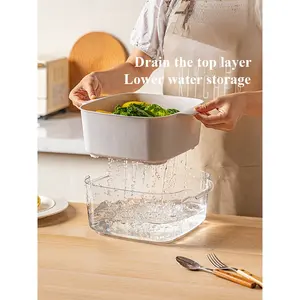 Hot Selling Original Design Neues Produkt Doppels ch ichten Gemüse Obst Wasch schüssel für Küche Kunststoff Abfluss korb