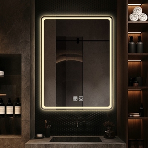 Miroir de maquillage intelligent <span class=keywords><strong>à</strong></span> écran tactile sablé, miroir de salle de bain <span class=keywords><strong>à</strong></span> LED alimenté par batterie, pour salle de bain - Product Image 1