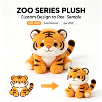 Peluche personnalisée d'animal sauvage, tigre de dessin animé en peluche, souvenir du zoo, cadeau sur mesure