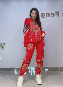 Alta classe manica lunga O collo bling diamante due pezzi da donna set da donna OC951 - Product Image 5