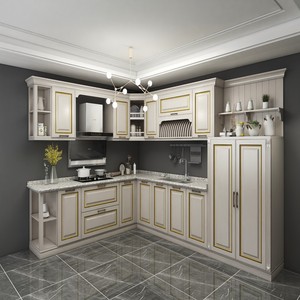 Cuisine moderne modulaire haut de gamme écologique, ensemble complet avec portes en verre <span class=keywords><strong>et</strong></span> comptoirs en quartz pour salle à manger de villa - Product Image 1