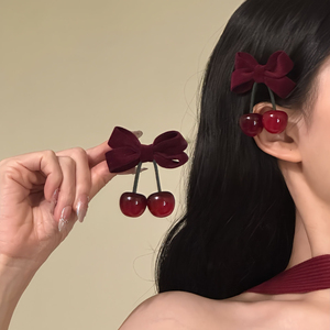 2026 Meilleures ventes Épingle à cheveux cerise rouge élégante et charmante, luxe léger, pour femmes, bijoux de mode, vente en gros - Product Image 3