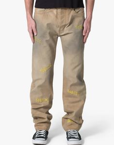 Джинсы мужские прямого кроя из денима с вышивкой, винтажные, с эффектом потертости, новый дизайн 2026 года - Product Image 1