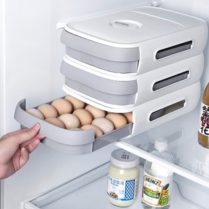 Egg Holder Organizer Refrigerator Kitchen Keeper Sorting Storage Box Egg Drawer Fridge Egg Tray with Handle Stackable