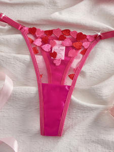 BOON 情人节性感内衣套装 机绣心形设计 氨纶/涤纶混纺 透气透明 提胸 - Product Image 5