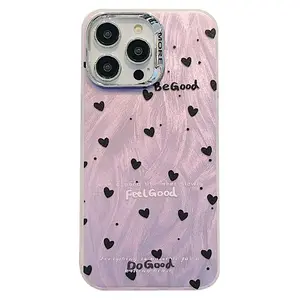 Fashion mewah shiny ponsel case penutup belakang pink dot wanita untuk iphone 11 kasus 12 13 14 15 pro