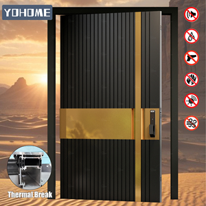 <span class=keywords><strong>Porte</strong></span> pivotante de sécurité à isolation thermique <span class=keywords><strong>en</strong></span> aluminium moulé à rupture de pont thermique pour villa, avec verrou multipoints, pour l'<span class=keywords><strong>entrée</strong></span> principale au Qatar - Product Image 2