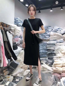 2025 di fabbrica abito <span class=keywords><strong>Midi</strong></span> in bianco Modulare lunghe T-Shirt Casual estate aderente in tinta unita abiti lunghi in <span class=keywords><strong>cotone</strong></span> da donna - Product Image 2